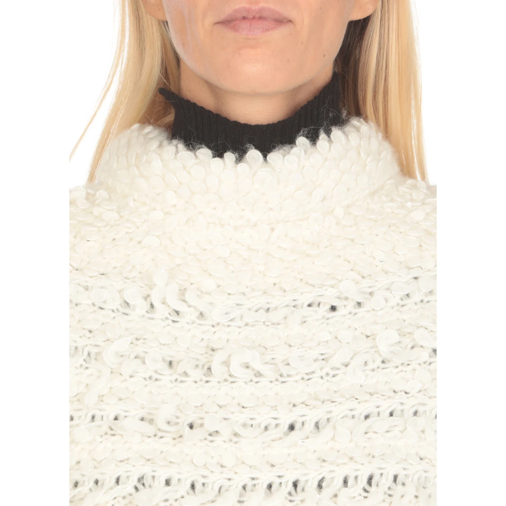 D.Exterior Ivoor Mouwloze Hoge Hals Sweater Beige Dames