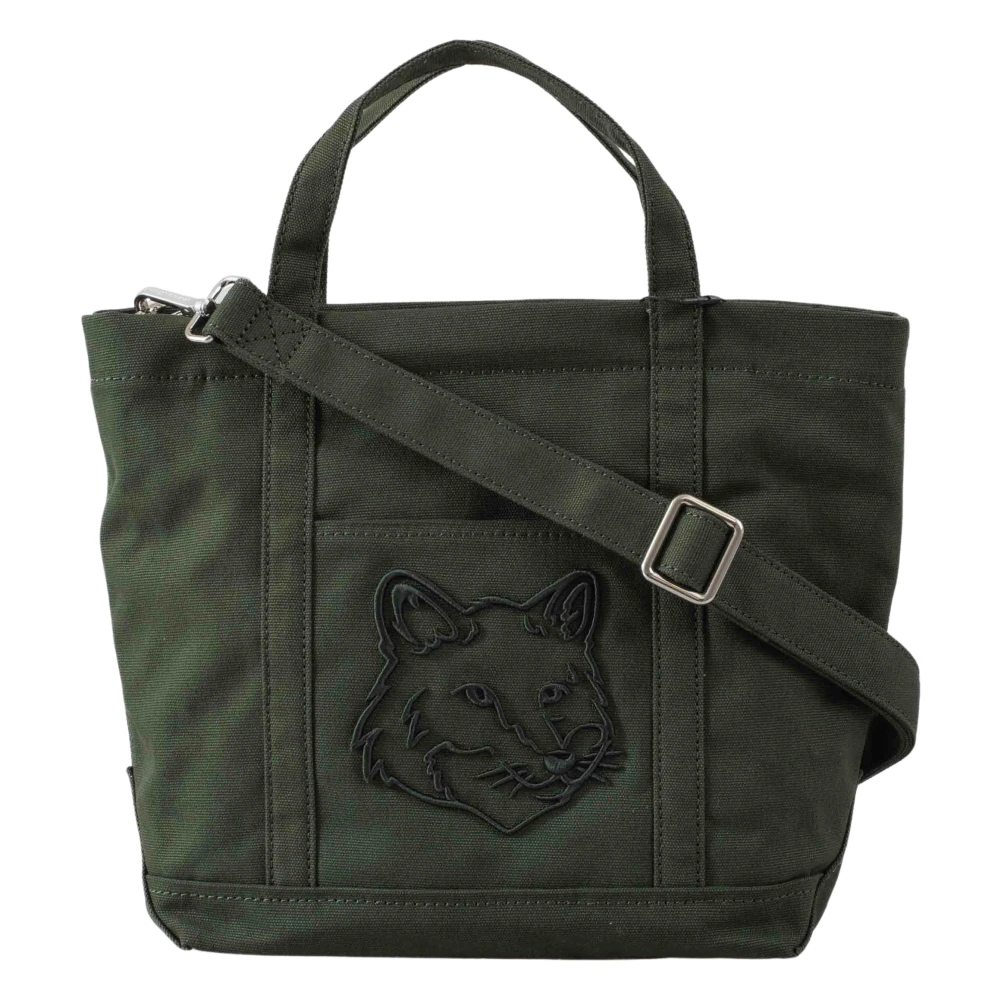 Maison Kitsuné Fox Head Kleine Tote Tas Green Dames