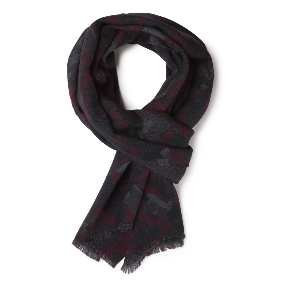 Boggi Milano Wolsjaal met geprint ruitpatroon Gray Heren