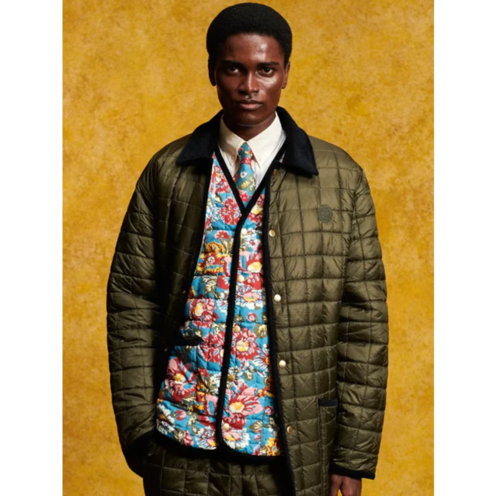 Drole de Monsieur Omkeerbare Groene Jas Pioenprint Green Heren