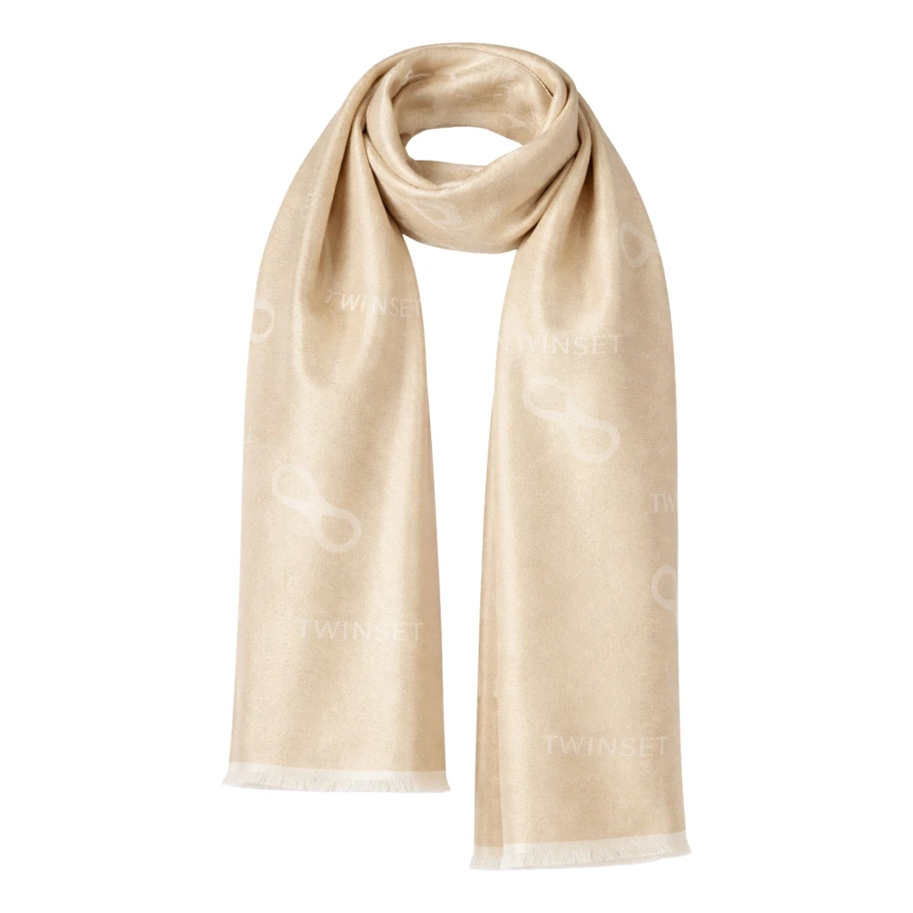 Twinset Women's Beige Infinity Logo Jacquard Stole