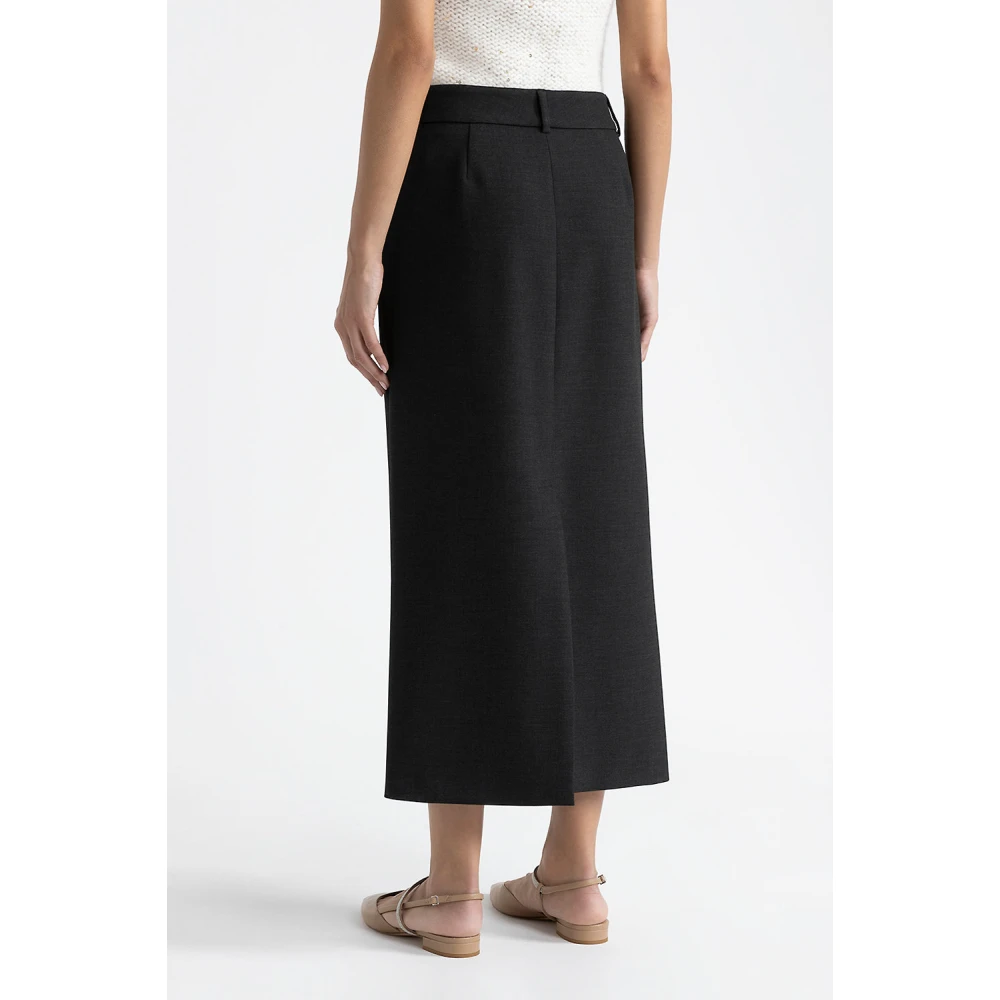 PESERICO Dubbele technische stof lange rok Black Dames