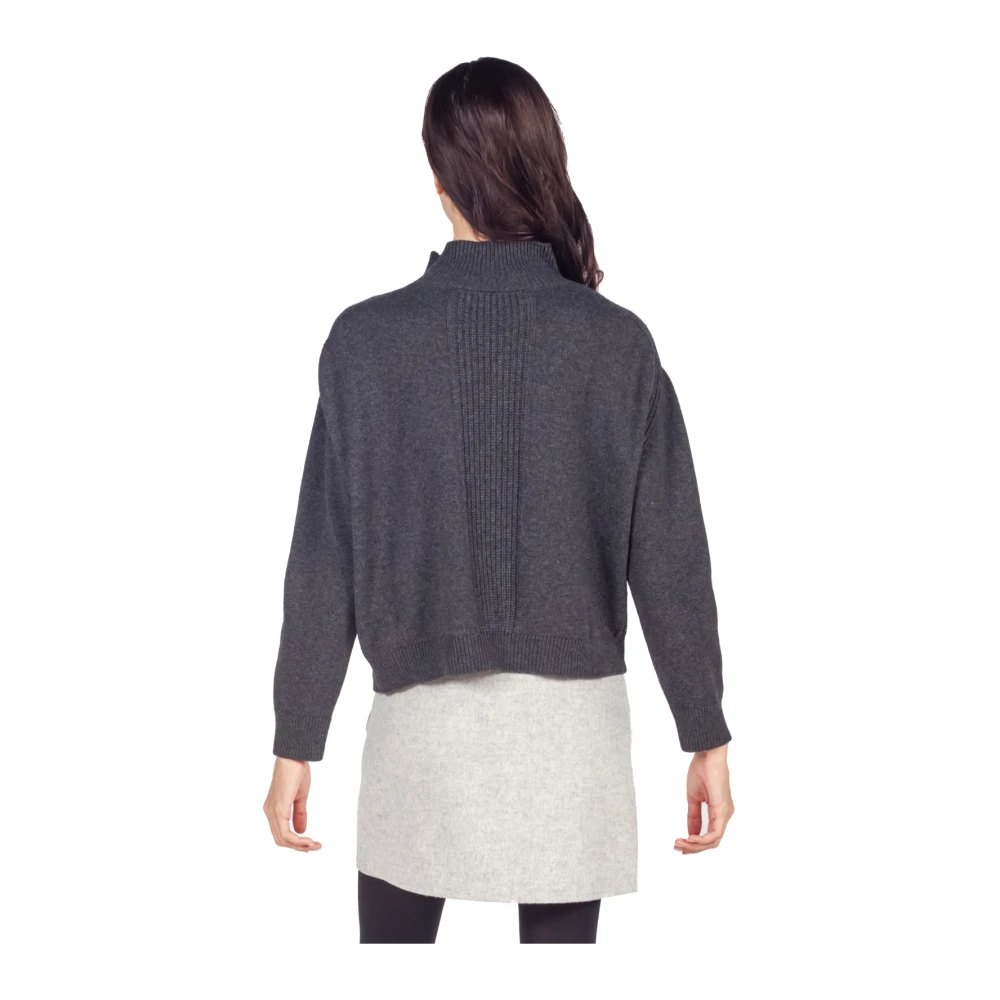 Liviana Conti Donkergrijze Cutout Mock Neck Sweater Gray Dames