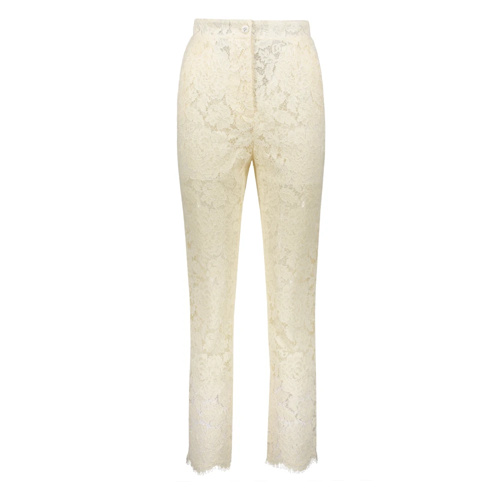 Dolce & Gabbana Kanten broek met zijzakken en zijde Beige Dames