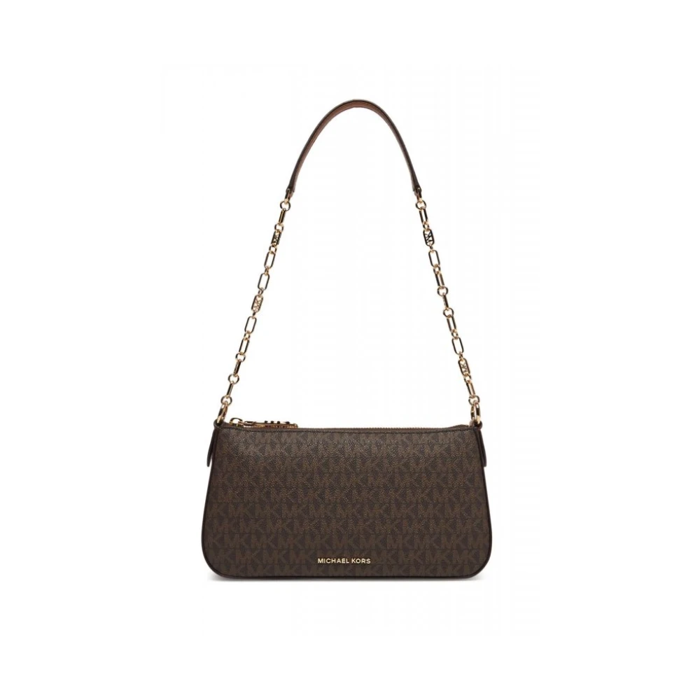 Michael Kors Women's Brown Empire Medium Signature Logo Chain-Link Pochette
