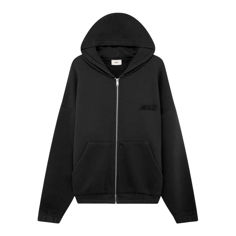 Autry Men's Black Cotton Sweatshirt With Logo - Zip-Throughs - Xs - Sweatshirts & Hoodies