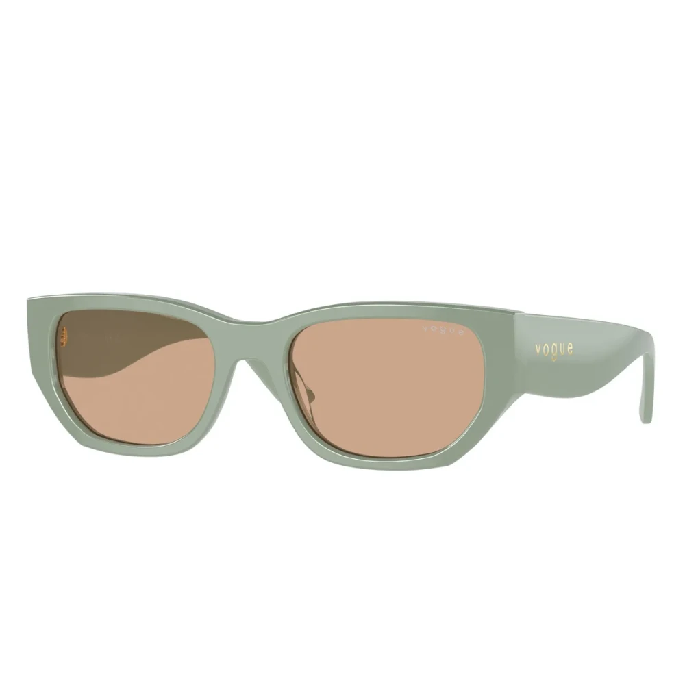 Vogue Unisex Green Sunglasses,, Rectangular Sunglasses With Brown Lenses Medium