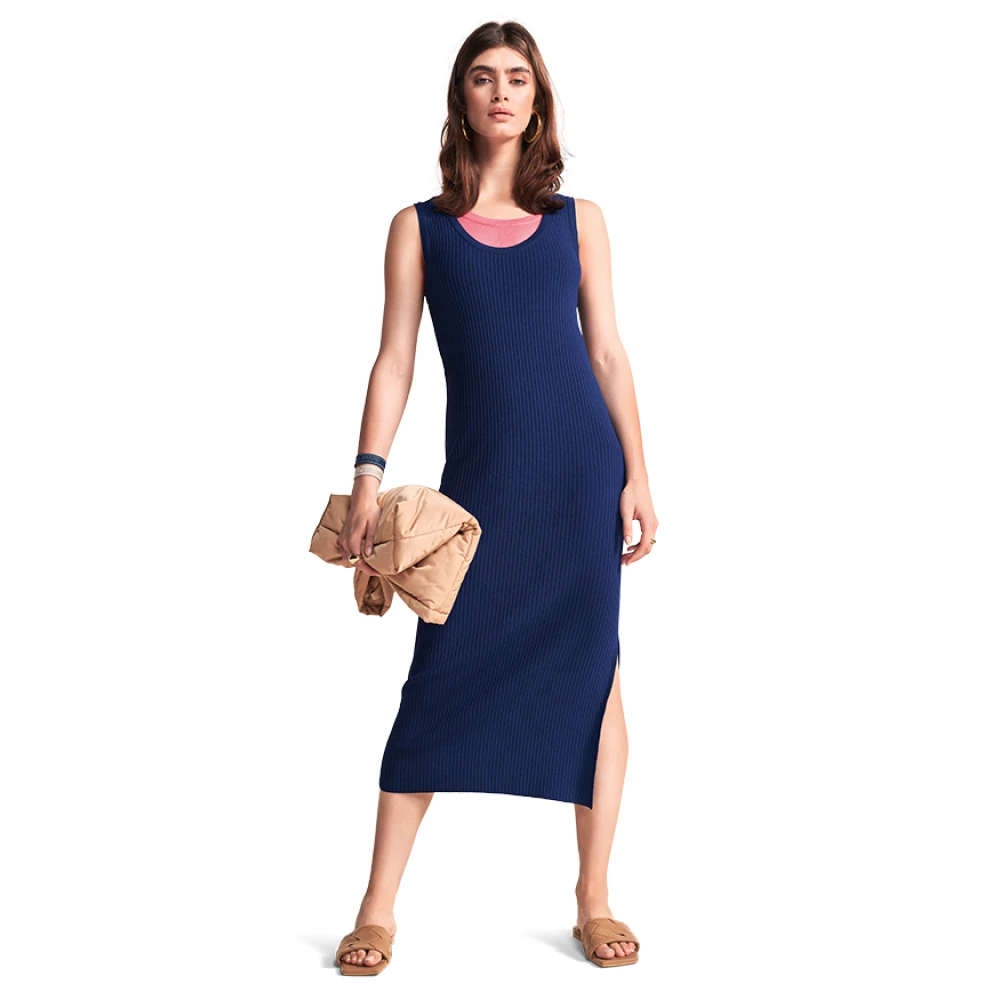 RIANI Dames Midi Jurk met Zijsplit Blue Dames