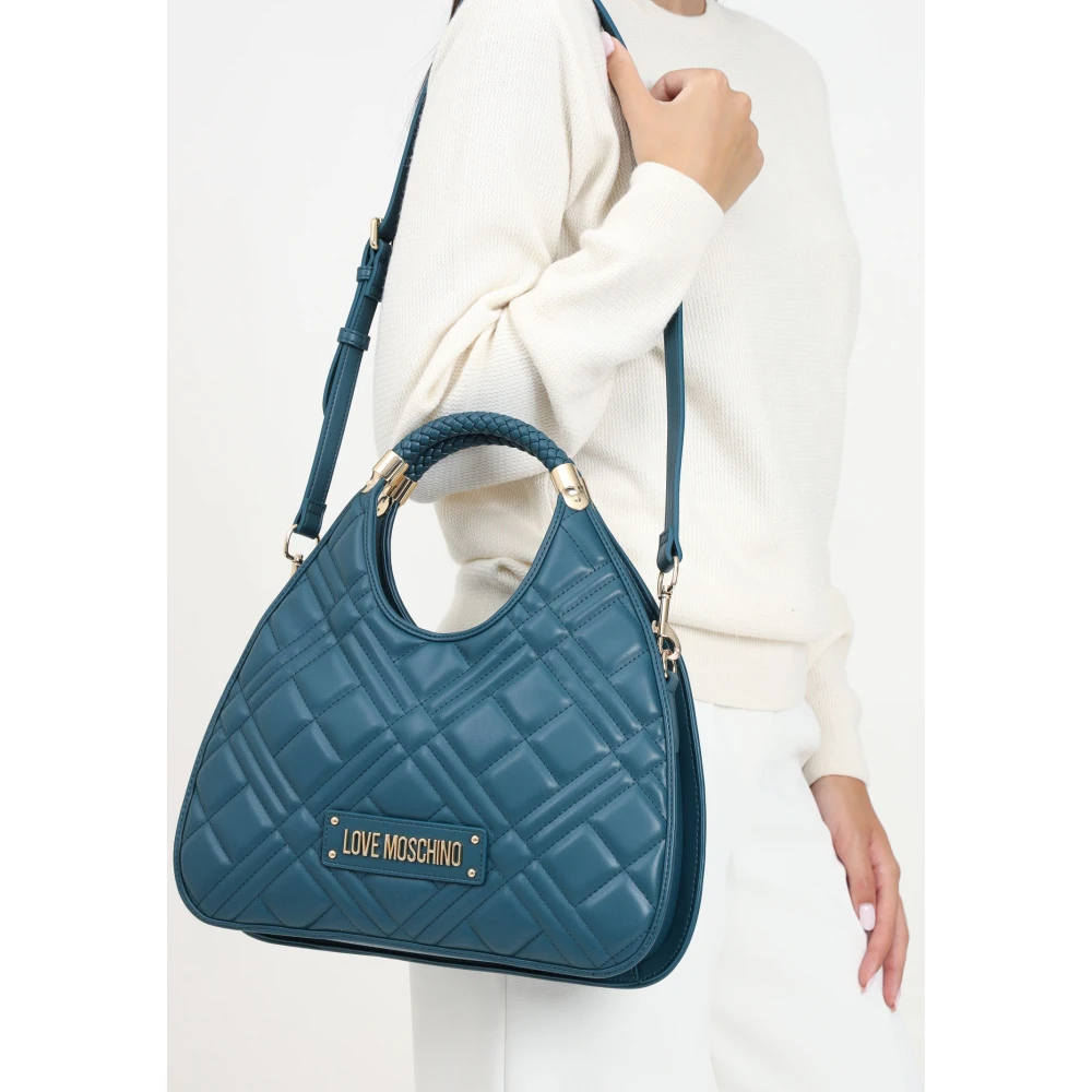 Love Moschino Groene Gewatteerde Handtas met Afneembare Band Green Dames