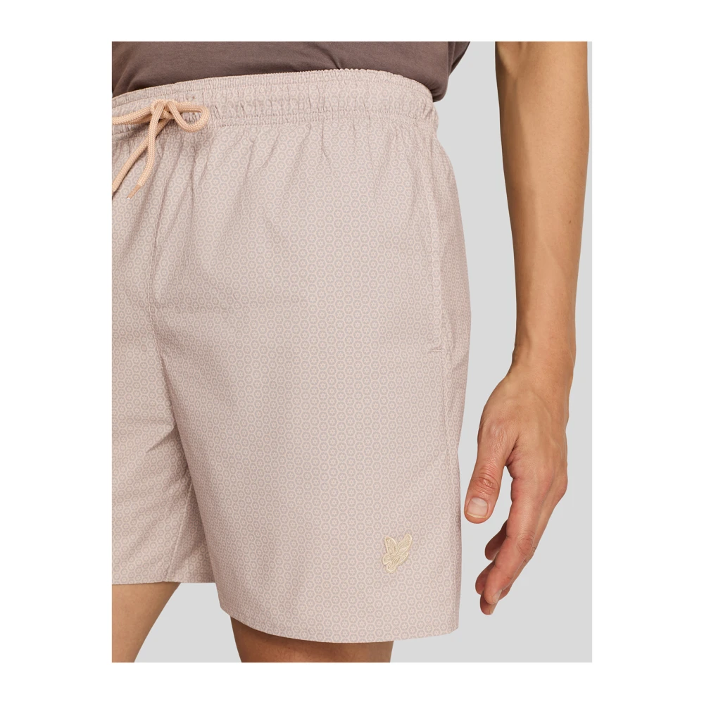 Lyle & Scott Zwemkleding Geo Motief Bedrukte Zwembroek Blue Heren