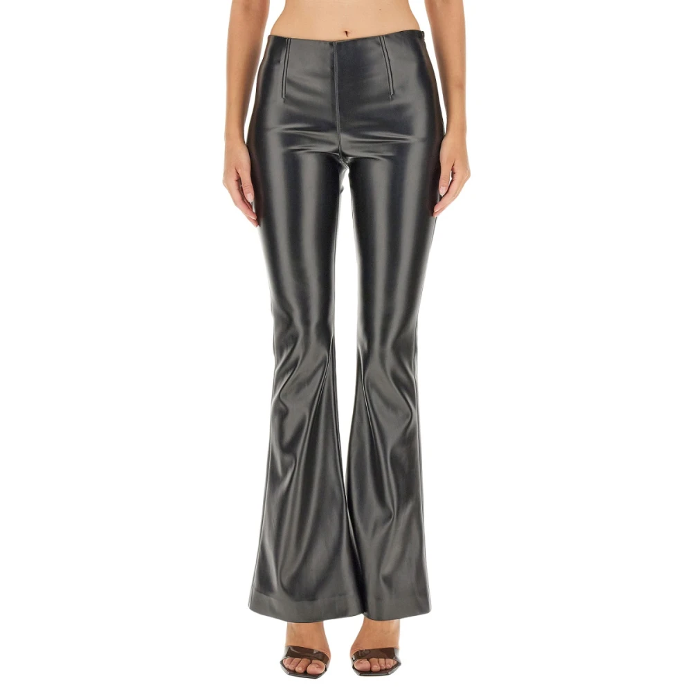 Philosophy di Lorenzo Serafini Stijlvolle Wijde Leren Broek Black Dames