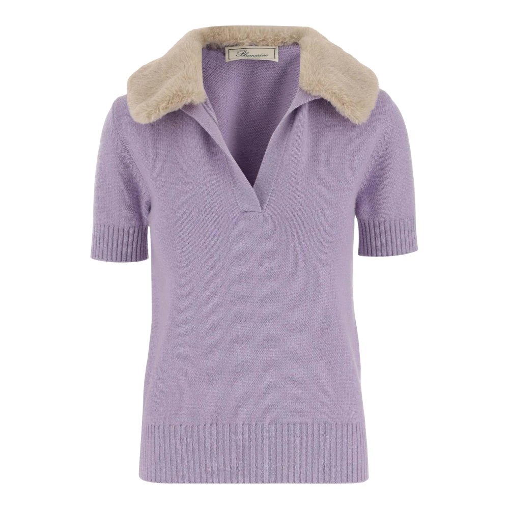 Blumarine Wol Kasjmier Poloshirt Lila Purple Dames