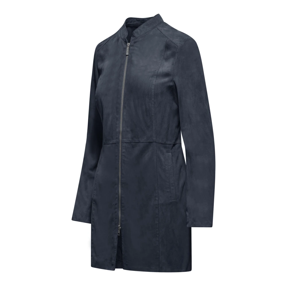 BomBoogie Naly Lange Leren Jas Blue Dames