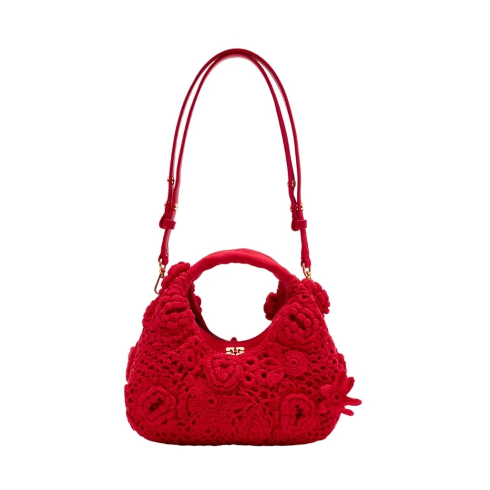 Ganni Women's Red Handbags, One Size, Mini Hobo Bag