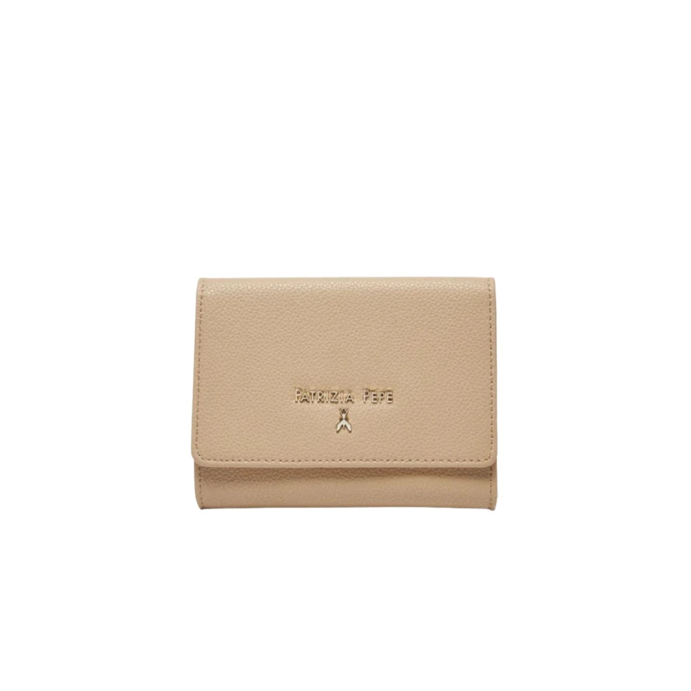 PATRIZIA PEPE Stijlvolle leren portemonnee met clipsluiting Beige Dames