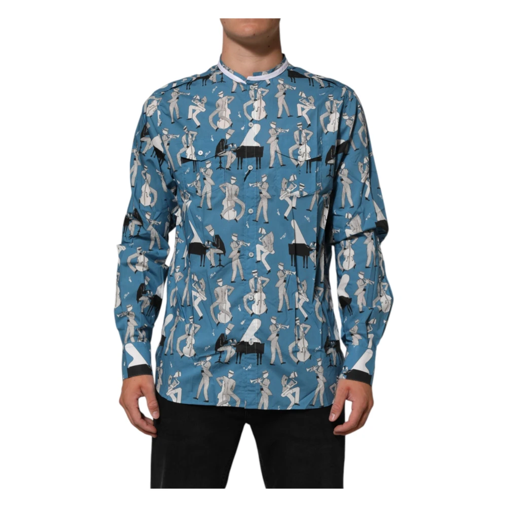Dolce & Gabbana Men's Multicolor Blue Jazz Printed Cotton Shirt - Casual Shirts - 2XL - Shirts