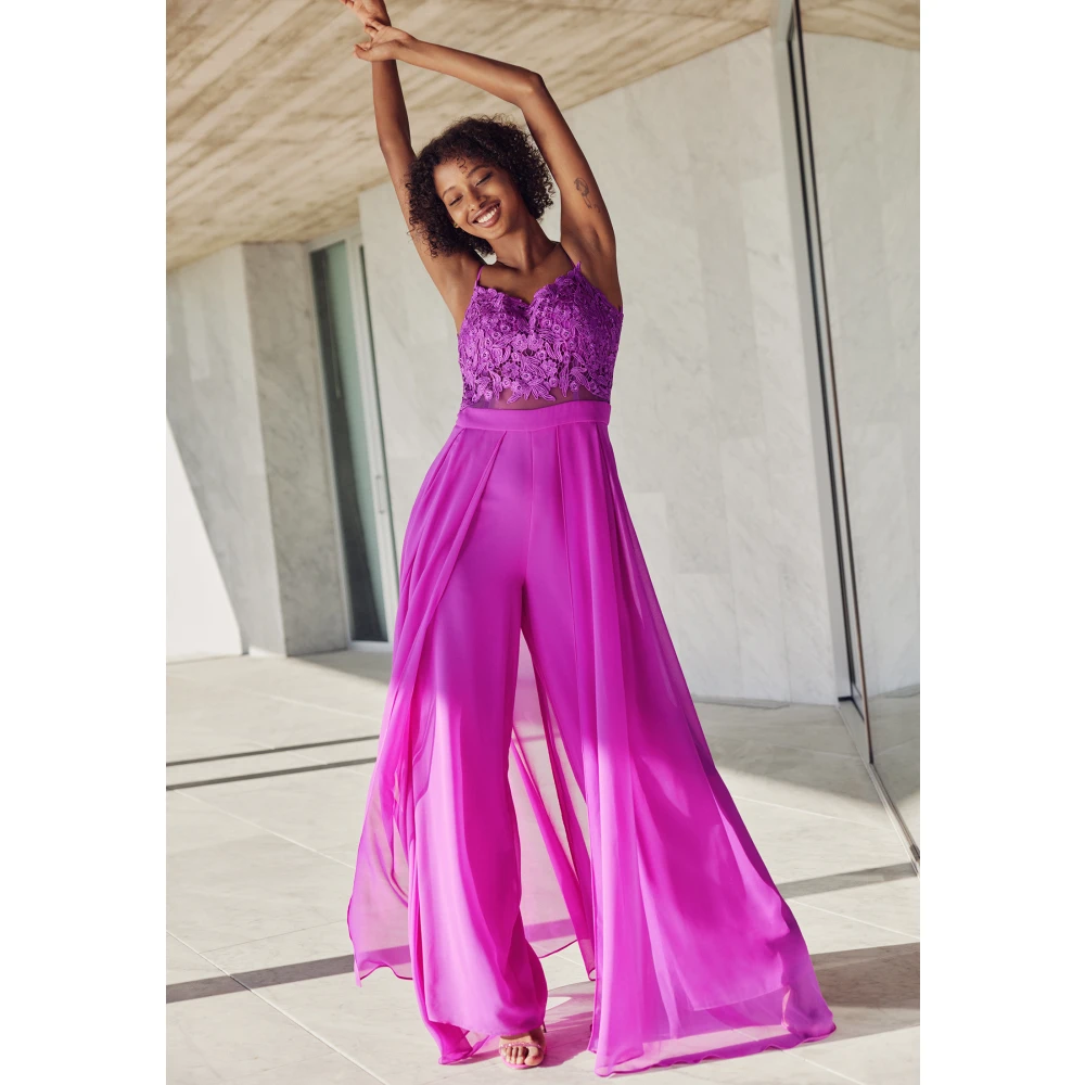 Vera Mont Elegant Geborduurde Jumpsuit Purple Dames