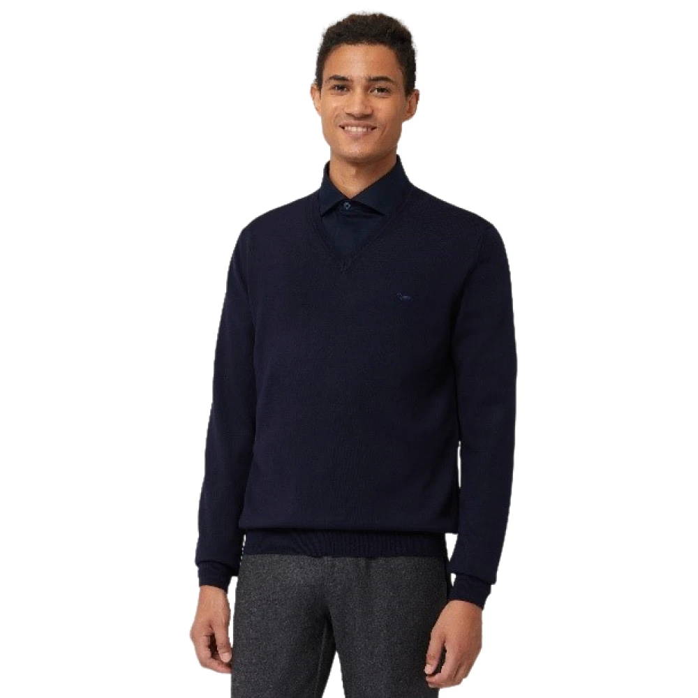 Harmont & Blaine Men's Blue V-Neck Knitwear, Xl, Sweatshirts Clothing Aw24