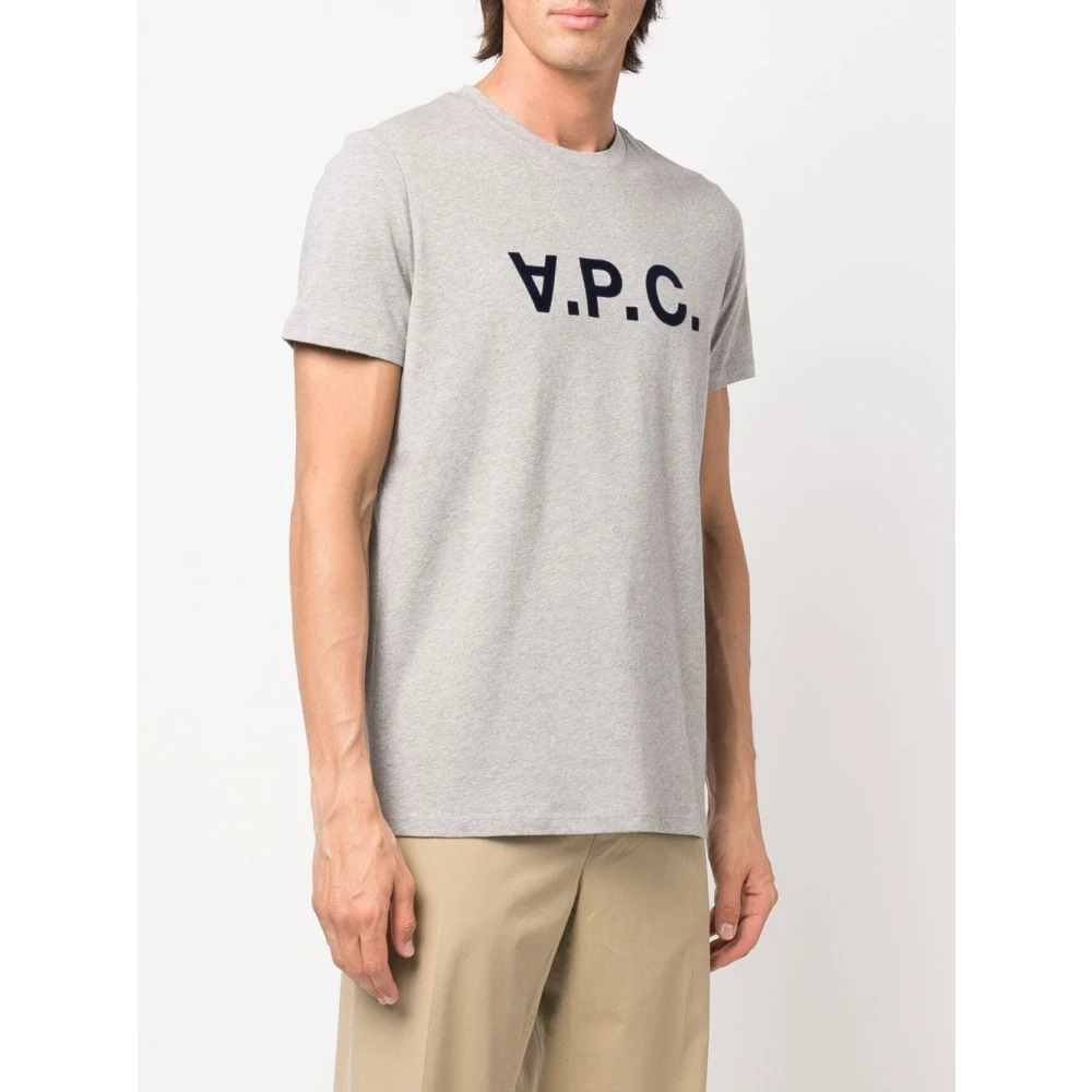 A.p.c. Grijze Katoenen Logo Print T-shirt Gray Heren