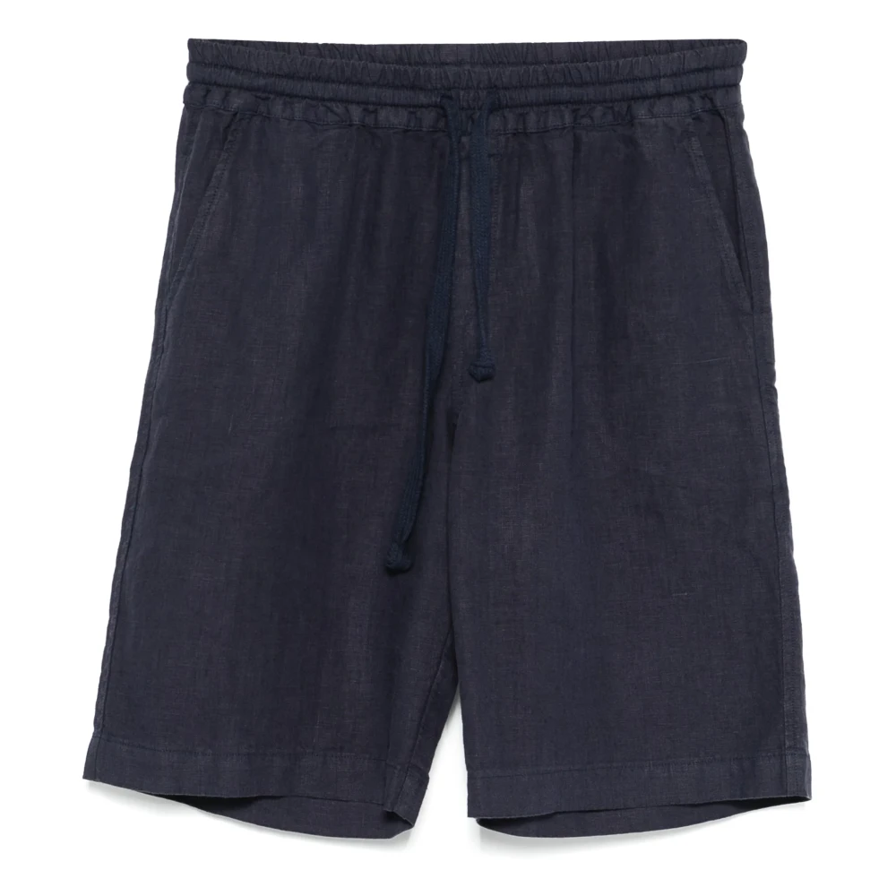 Fedeli Linnen Elastische Trekkoord Shorts Blue Heren