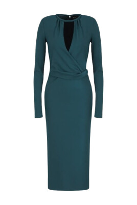 green-longuette-dress-with-draped-waist