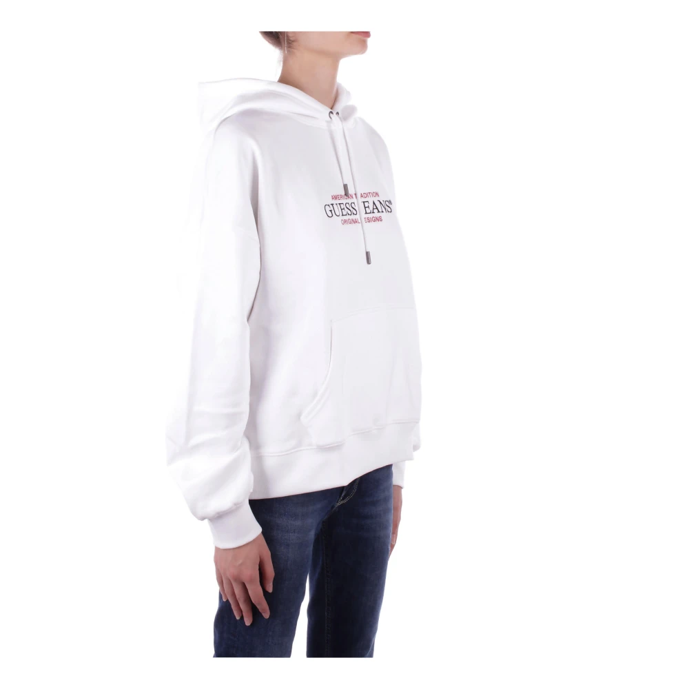 Guess Witte Hoodie met Logo Zak White Dames