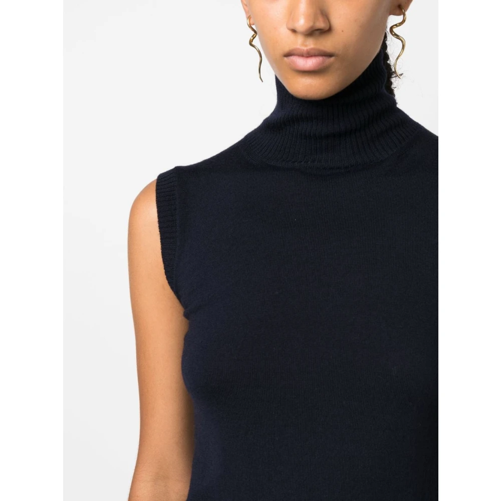 SPORTMAX Midnight Blue Roll-Neck Vest Blue Dames