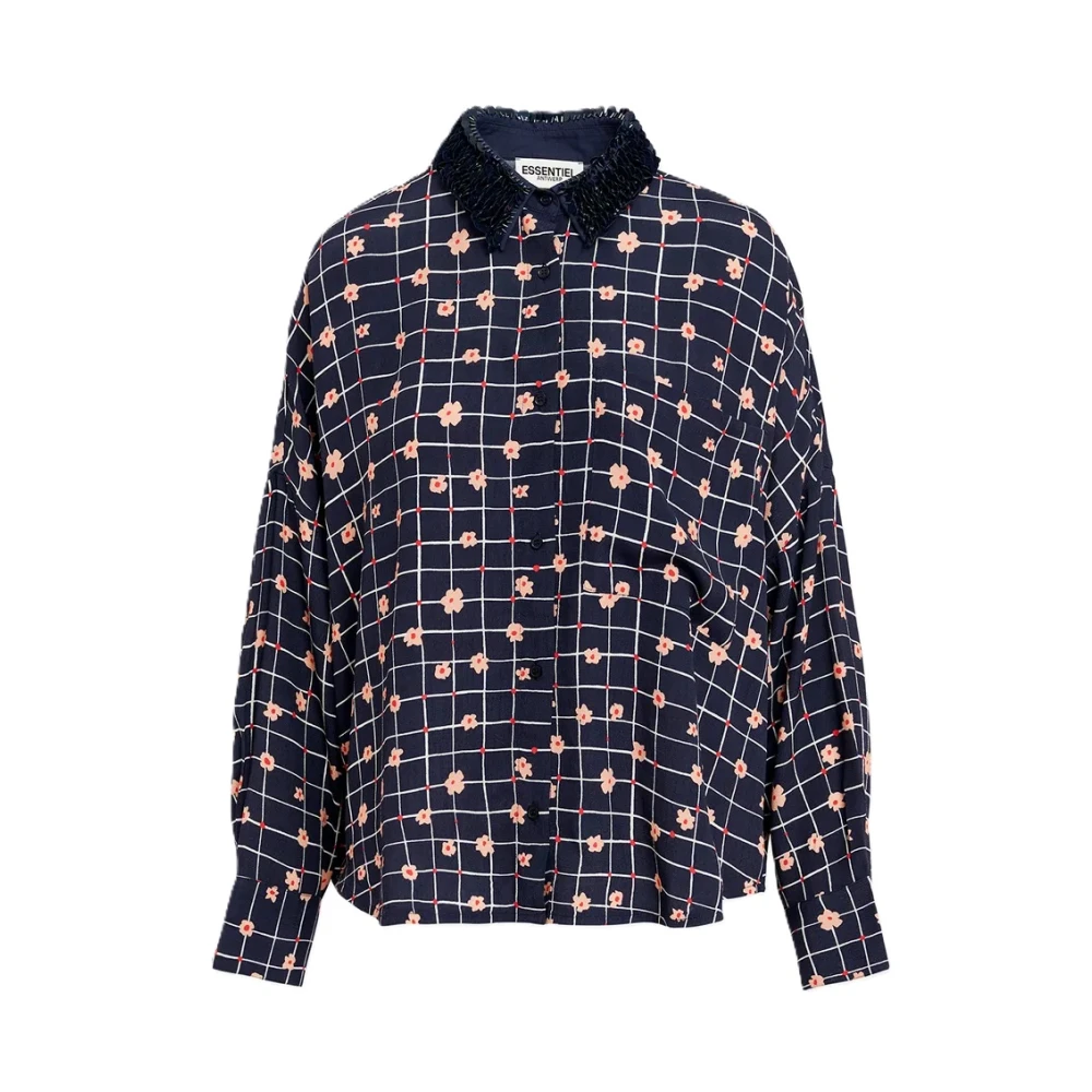 Essentiel Antwerp Sequin Kraag Shirt Blue Dames