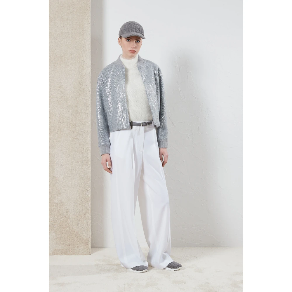 PESERICO Geplooide broek van viscose en wol White Dames