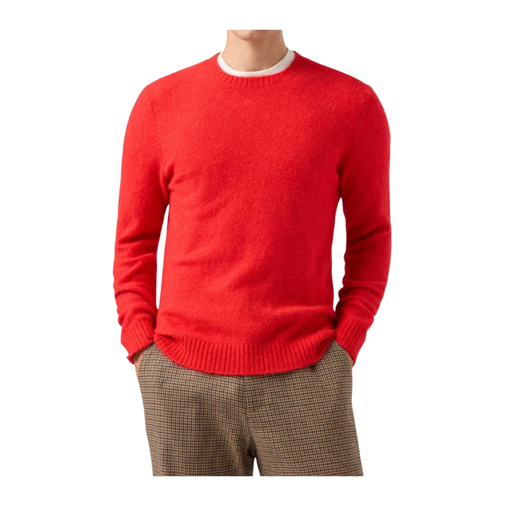 Mc2 Saint Barth Men's Red White Crew Neck Jumper With Logo - Round-Neck Knitwear - M - Knitwear