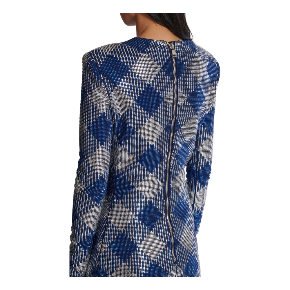 Balmain Gingham strassjurk Blue Dames