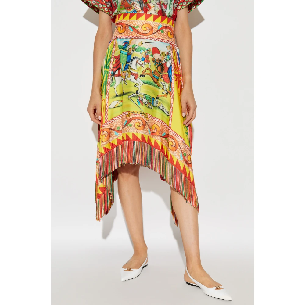 Dolce & Gabbana Asymmetrische rok met franjes Multicolor Dames