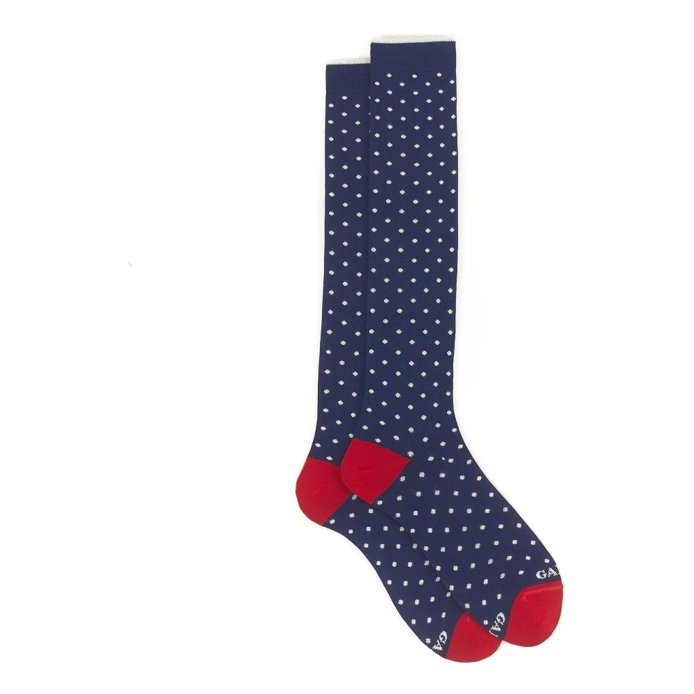 Gallo Lange koningsblauwe lichte katoenen sokken voor heren met stippen. Multicolor Heren