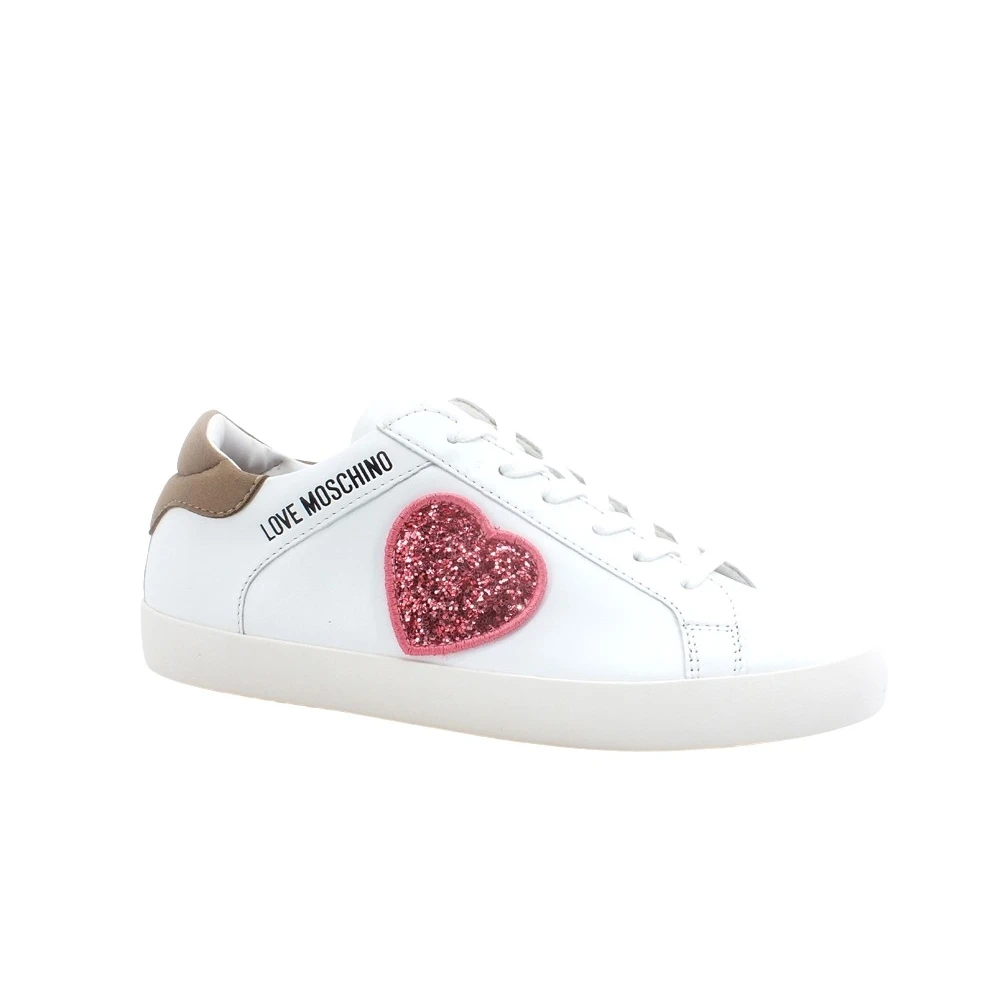 Love Moschino Shiny Heart Nappa Sneakers Dames Schoenen Wit