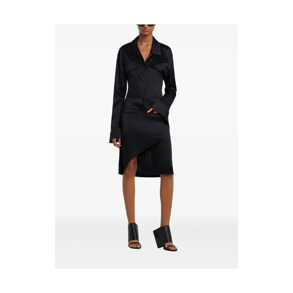Courrèges Zwarte Geriemde Asymmetrische Rok Black Dames