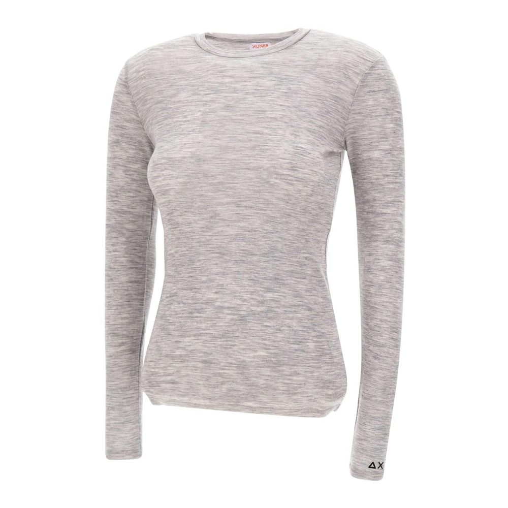 Sun68 Dames Merinowollen Trui Lichtgrijs Gray Dames