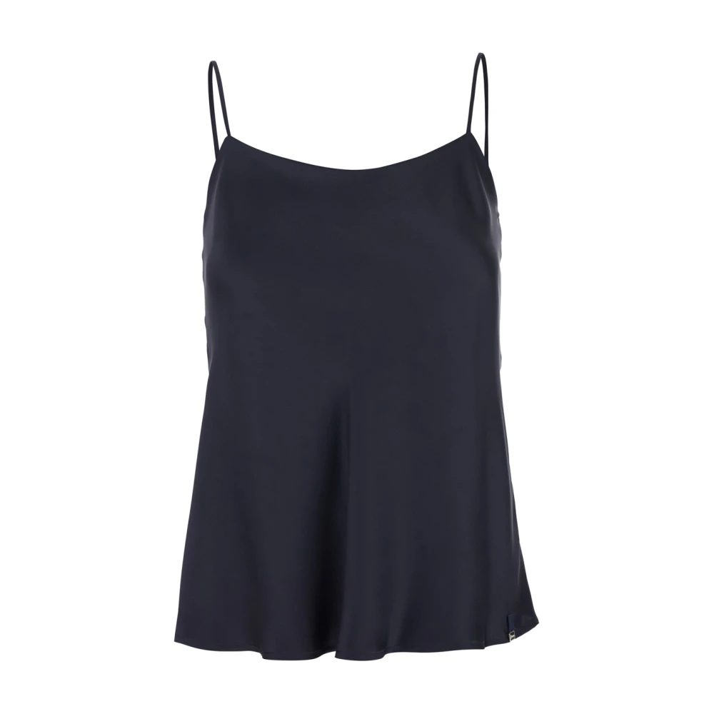 Herno Satijnen Top met Spaghettibandjes Blue Dames