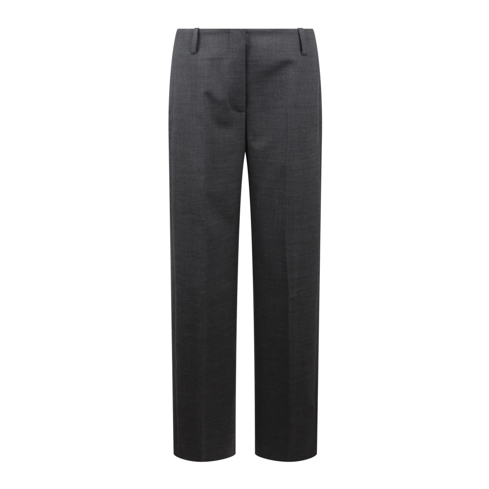 TORY BURCH Flanellen Stretch Broek Recht Model Gray Dames