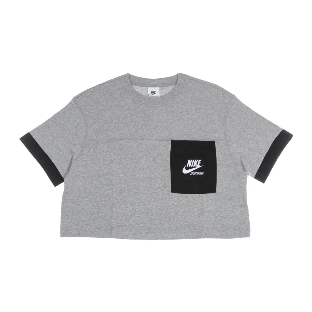 Nike Heritage Cropped Crew-Neck T-Shirt Gray Dames