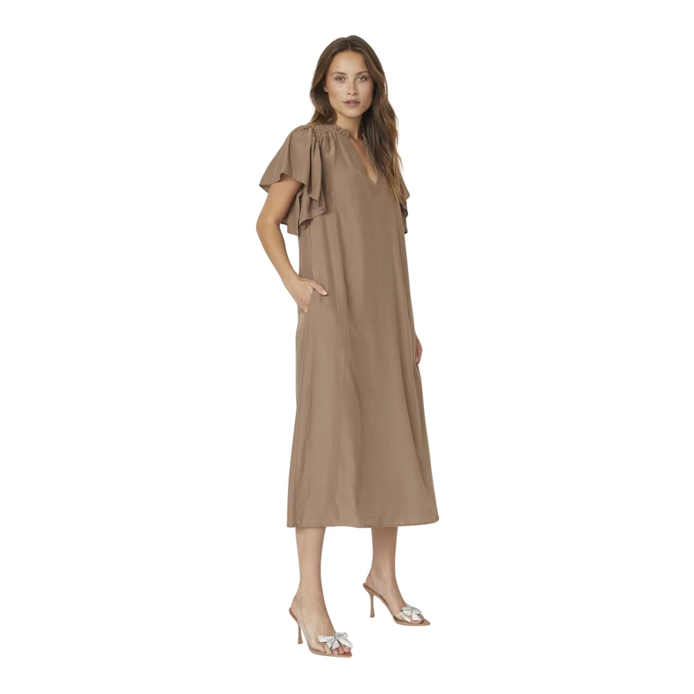 Co'couture Vrouw Bruin Kleedjes Dames, L, Midi Jurken