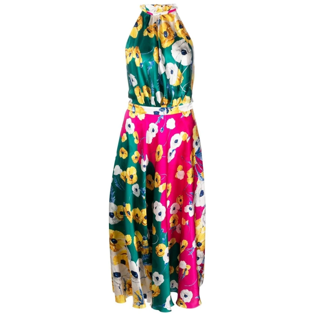 Raquel Diniz Bloemenzijden jurk met open rug Multicolor Dames