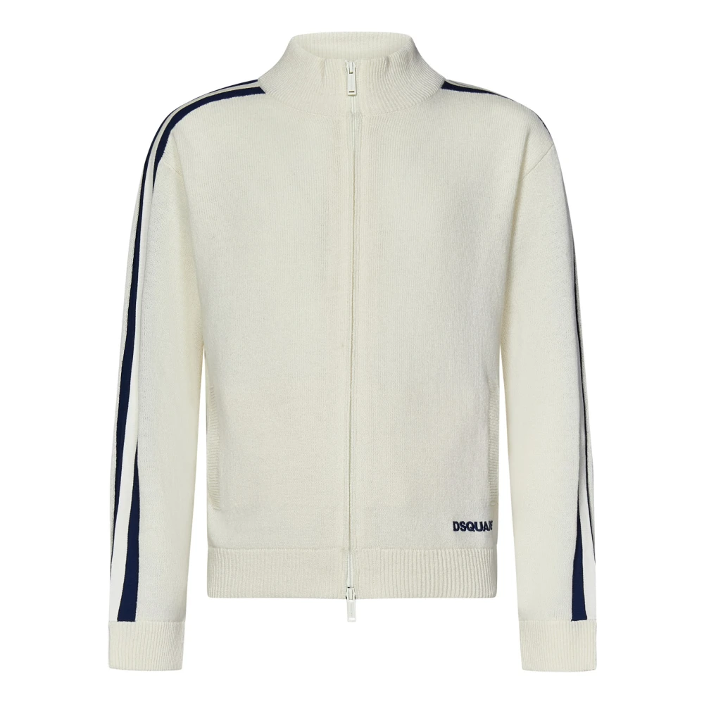 Dsquared2 Witte Zip-Up Cardigan Gebreide kleding Aw24 White Heren