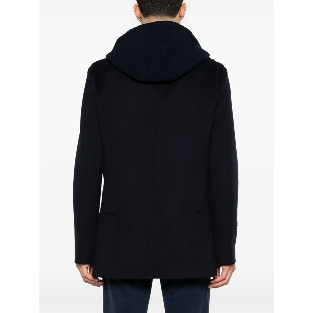 Eleventy Wol Kasjmier Jas met Afneembare Capuchon Blue Heren