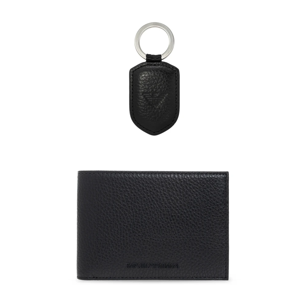 Emporio Armani Men's Black Wallets & Cardholders, One Size, Wallet & Keyring Set