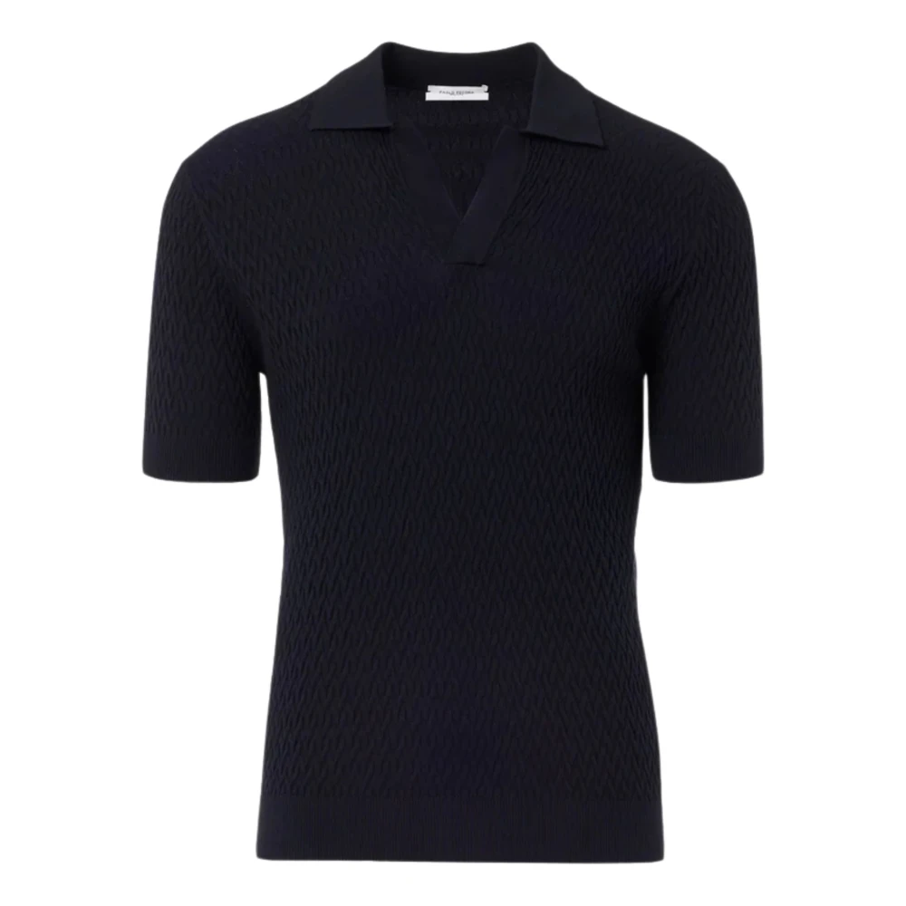 Paolo Pecora Zwarte katoenen T-shirt met diagonaal motief Black Heren