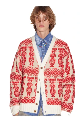 Multifärgad Ull Alpacka Cardigan