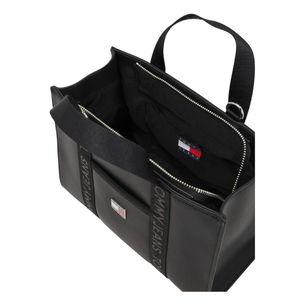 Tommy Jeans Middelgrote tassen Lente Zomer Polyurethaan Black Dames