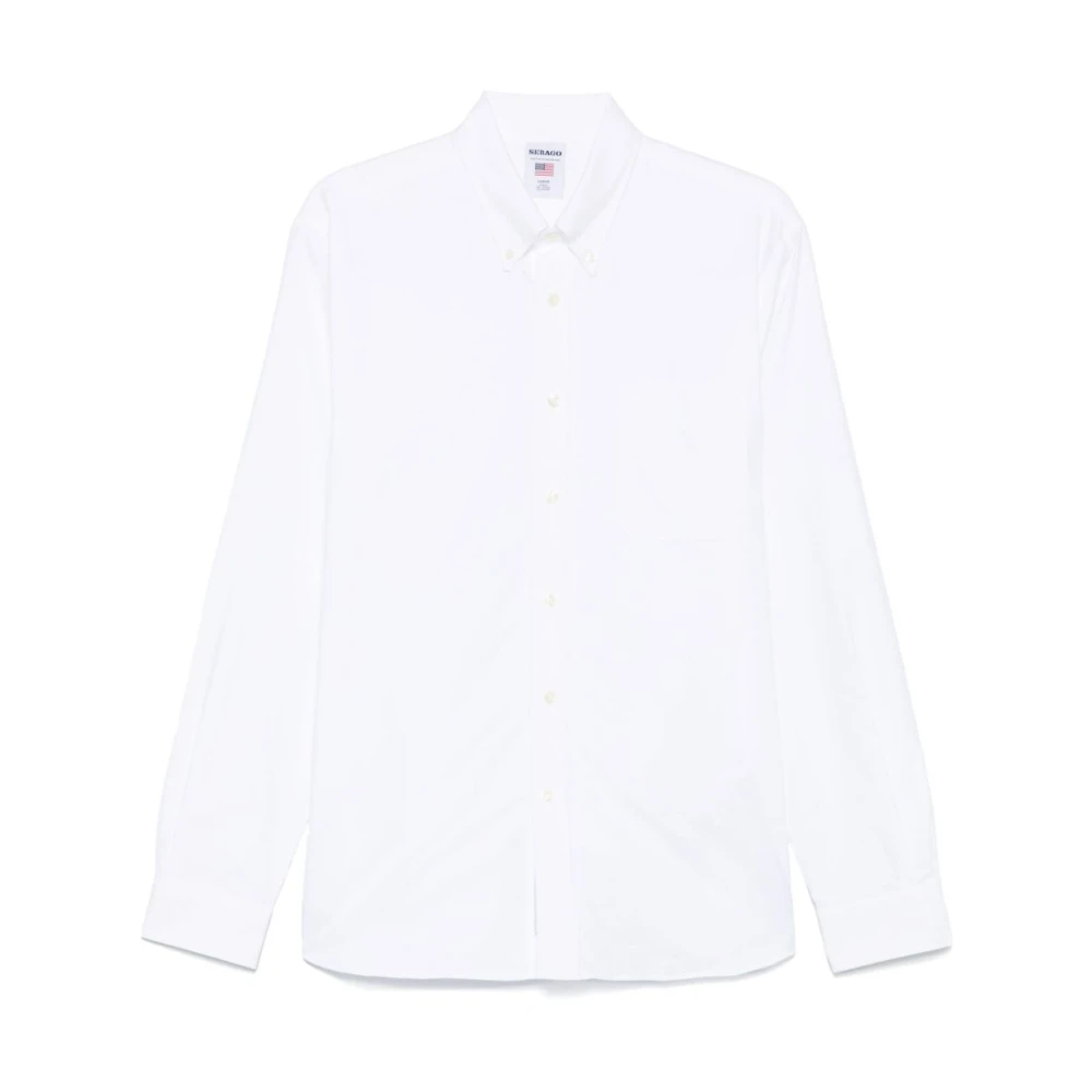 Sebago Men's White Formal Shirts, S, Button-Up Shirt Long Sleeves
