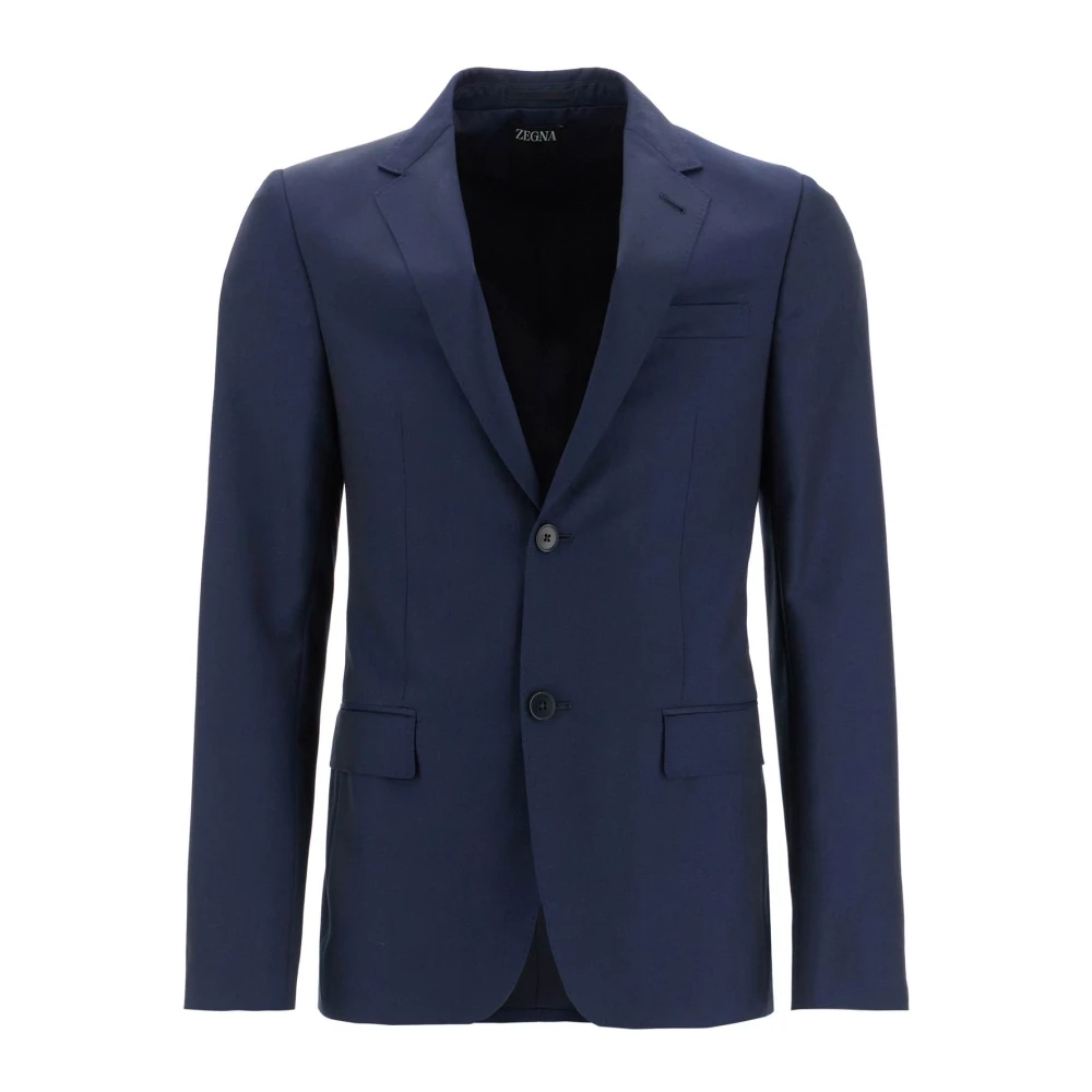 Ermenegildo Zegna Wol Mohair Twill Pak Set Blue Heren