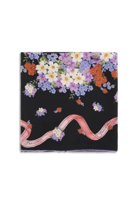 Floral Ribbon Print Silk Scarf